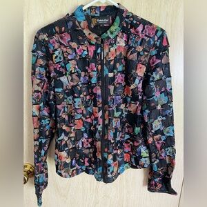 Dakota West Laveau Metal Studded Jacket Cut Out Leather Mesh Floral Unique Med